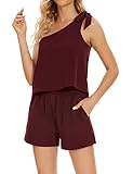 Fengbay Strampler für Frauen Sommer, kurze Sets Frauen 2-teilige Outfits One Shoulder Tie...