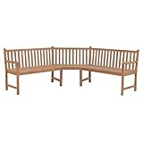 JKYOU Garten-Eckbank, 185 x 185 x 90 cm, massives Teakholz, Outdoor-Sitzgelegenheit,...