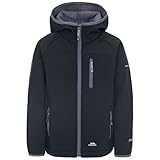 Trespass Unisex Kinder Kian Softshell-Jacke mit angeschnittener Kapuze, Schwarz,...