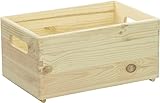 LAUBLUST Holzkiste mit Griffen - ca. 30x20x14cm, Natur | Stapelbare...