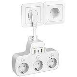 Steckdosenleiste Einzeln Schaltbar 3-fach,3er Steckdose mit Schalter USB C...