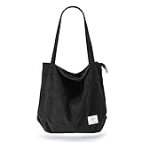 KALIDI cord Tasche Damen Umhängetasche mit Reißverschluss,Groß Shopper Tasche...