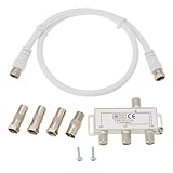 SG Store 3-fach Antennenverteiler Set für Kabelfernsehen DVB-T2 DVBC F Buchse Doaxial Box...