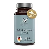 Zink-Bisglycinat (Zink-Chelat) - 25 mg Zink je Tagesdosis - 365 vegane Tabletten...