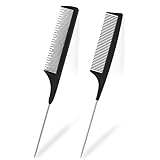 2 Stück Stielkamm, Professioneller Kit Haarkamm Hair Comb Teasing Hair Brush...