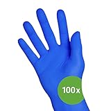 Kemes Nitrilhandschuhe 100 Stück Einweghandschuhe Blau Nitril Größe S, M, L,...