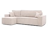 GREKPOL 244x145 Sofa mit Schlaffunktion (200x125) - Cord Sofa - Sofa 3 Sitzer - Beige...