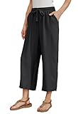 Fourindo Leinenhose Damen 7/8 Weites Bein Sommerhose Damen Leicht Elegant...