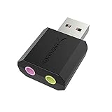 SABRENT USB Externe Soundkarte, USB auf Klinke 3,5mm, Kopfhörer auf Klinke, Audio zu USB...
