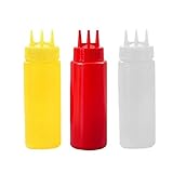 3 Löcher Twist Cap Squeeze Lebensmittelqualität Kunststoff Senf Mayo Sauce Ketchup C0c1...