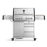 BURNHARD EARL 4-Brenner Gasgrill Edelstahl inkl. Heckbrenner, mit Gusseisen Grillrost &...