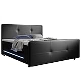 Supply24 since 2004 Designer Leder Boxspring Bett Orlando mit LED Beleuchtung Federkern...