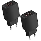 CREAPICO USB Stecker (2 Stücke), 5V2.1A 2-Port Ladegerät USB Netzteil, Ladeadapter für...