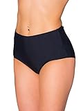 Aquarti Damen Bikinihose Bikini-Slip mit Hohem Bund, Farbe: Schwarz, Größe: 46