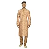 Tathastu Kurta Herren-Pyjama-Set, Seide, pfirsichfarben