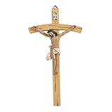 22 cm Vintage Jesus Christus Wandkreuz Kruzifix Handgemalte Religiöse Katholische...