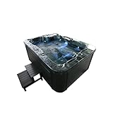 Home Deluxe - Outdoor Whirlpool - Black Marble Plus Treppe und Thermoabdeckung - Maße 210...