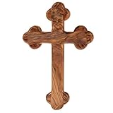 Kassis Geschenkartikel Olivenholz Kreuz Kruzifix Wandkreuz schlicht mit runden Kanten zum...