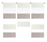 Decocompany Home Design Mini Flächenvorhang Set beige weiß 2280-13 | 3 Teile |...