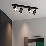 Klighten Deckenstrahler 4 Flammig Schwarz, GU10 Deckenlampe Strahler Schwenkbar,...