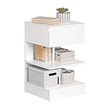 SoBuy FBT49-W Beistelltisch Nachttisch Nachtschrank Kommode mit 1 Schublade und 3 Ablagen...