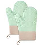 Ofenhandschuhe Hitzebestaendig,2PCS Topflappen Silikon, Ofenhandschuhe eine Silikon Anti-...