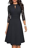 HOMEYEE Damen Elegant Hollow Out Spitzenärmel Swing Retro Party Cocktailkleid A234 (S,...