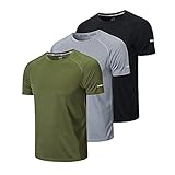 ZENGVEE 3er Pack Sport Tshirts Herren Laufshirt Kurzarm Schnelltrocknend Atmungsaktiv...