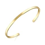 Lolalet 1 Stück Armreif Armband Paare 18K vergoldet Edelstahl Oval Verstellbar Offen...