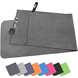 Pameil Fitness Handtuch mit Reißverschluss Tasche |120x50cm| Gym Mikrofaser Handtuch,...