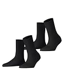 ESPRIT Damen Diamond Knit 2-Pack W SO Baumwolle einfarbig 2 Paar Socken, Schwarz (Black...