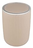 WENKO Schwingdeckeleimer Agropoli L Beige, 5,5 Liter, Badezimmer-Mülleimer mit...