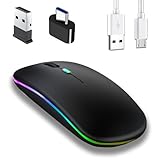 Jinpojun Bluetooth Maus, Maus Kabellos, 2,4 GHz-USB Funkmaus Mit USB-C Adapter,...