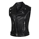 Onsoyours Damen Ärmellose PU Jacke Lederweste Biker Weste Ärmellose Lederjacke...