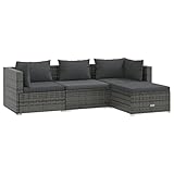 vidaXL Gartenmöbel 4-TLG. mit Kissen Mittelsofa Ecksofa Fußhocker Sitzgruppe Sofa Lounge...