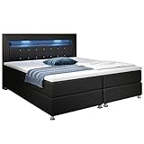 Supply24 since 2004 Designer Boxspring Bett Mailand mit Strasssteine LED Beleuchtung...