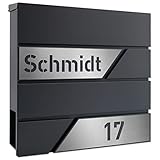 AlbersDesign - Personalisierter Design Briefkasten individuell mit Name/Anthrazit...