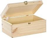 LAUBLUST Holzkiste mit Deckel & Schloss - 30x20x14cm, Natur - Aufbewahrungskiste |...