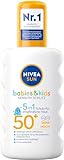 NIVEA SUN Babies & Kids Sensitiv Schutz Sonnenspray LSF 50+ (200 ml), extra wasserfestes...