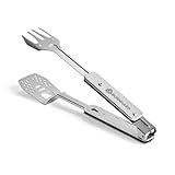 BURNHARD Grillbesteck 4-in-1, Multitool inkl. Grillwender, Grillgabel,...