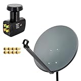 PremiumX Satelliten-Komplettanlage 80cm Satellitenschüssel Stahl Anthrazit...