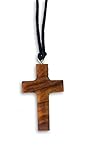 MaMeMi Olivenholz-Kreuz zum Umhängen, ca.3x2cm, mit Band