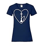 Shisha Wasserpfeife Herz Frauen Lady-Fit T-Shirt Navy XXL