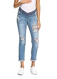 Foucome Damen Umstandsjeans Unterbauch Skinny Jeggings Cute Distressed Jeans Bequem...