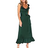 RMBLYfeiye Abendkleid Damen rotes Kleid minikleid V-Ausschnitt Einfarbiges Stickerei...