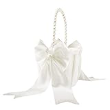 Lowats Hochzeit Blumenkorb Blumenmädchen Korb mit Bowknot Blumenkörbchen Weiß...