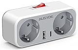 AUSYDE Reiseadapter USA Adapter Amerika Deutschland Stecker mit USB-A und USB-C...