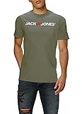 JACK & JONES Herren JJECORP Logo Tee SS Crew Neck NOOS 12137126, Dusty Olive/White - REG,...
