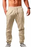 Cegerne Herren Leinenhose Lang Leicht Sommerhose Mittelalter Loose Fit Casual...