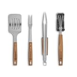 BURNHARD Grillbesteck-Set 4-TLG. 42 cm, Akazienholz Edelstahl, Grillzubehör mit...